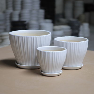 ODM 16cmの排水の貝の受皿が付いている装飾的な陶磁器の植物の鍋